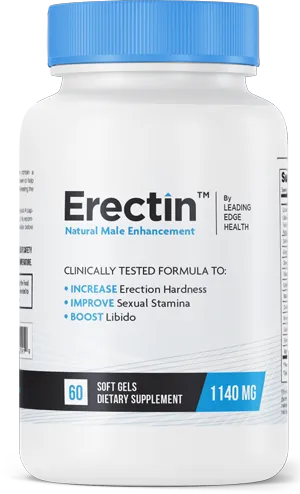 Erectin — frasco oficial del suplemento en cápsulas